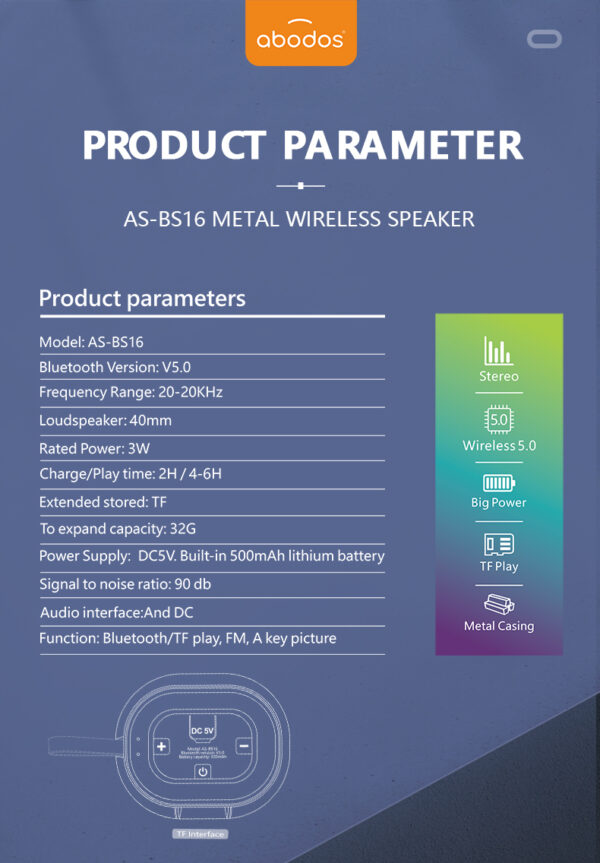 Metal Wireless Speaker AS-BS16