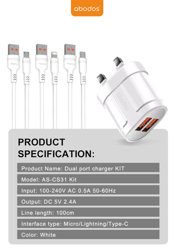 AS-CS31 UK Dual USB charging KIT