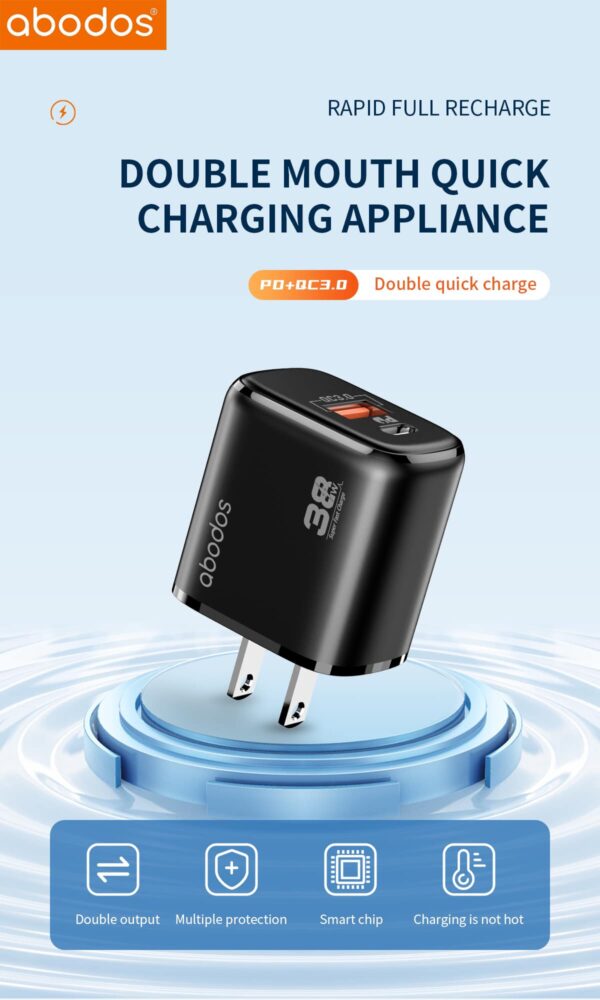 AS-CS237 US PD38W+QC 3.0  Fast Charger