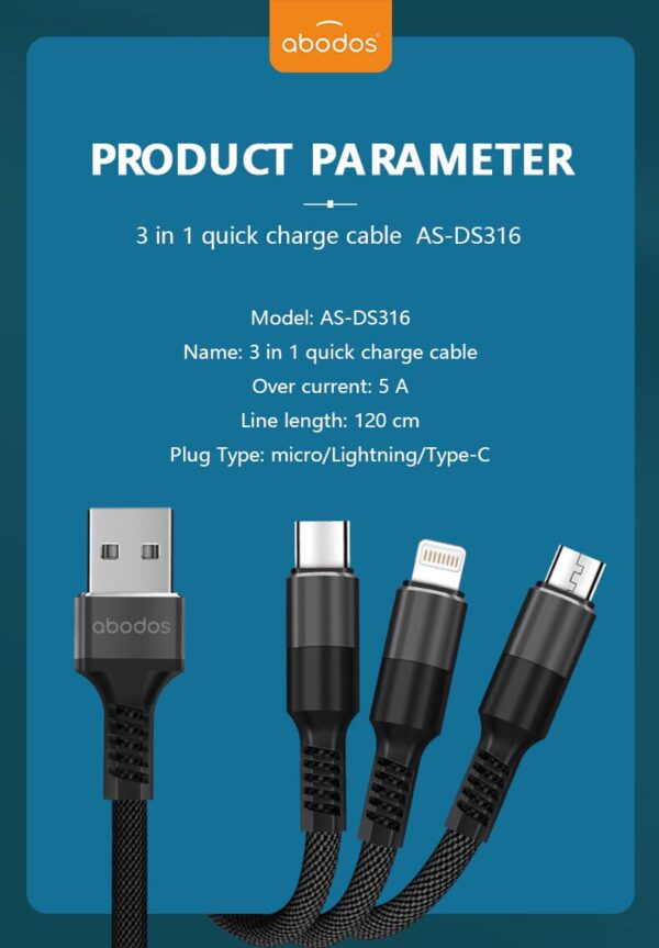 AS-DS316 3 in 1 Data Line