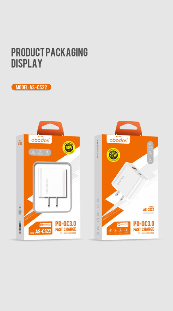 AS-CS22 (MICRO) US PD38W+QC 3.0 Fast Charger LIT